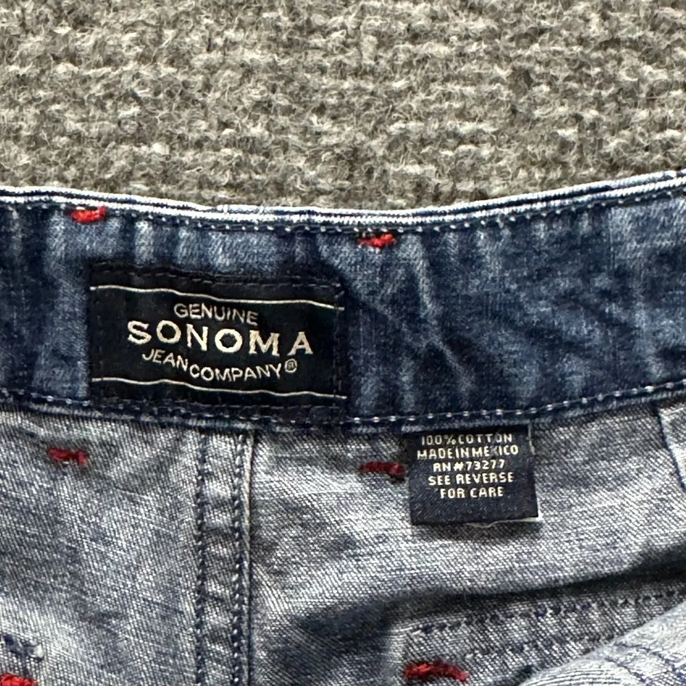 Sonoma Denim Shorts Womens Size 28 Blue High Waisted Utility Pocket Dark Wash